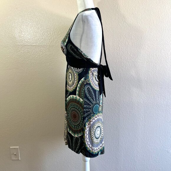 Blue Sketch Vintage 90s Halter Paisley Green Whimsygoth Dress - Picture 4 of 7